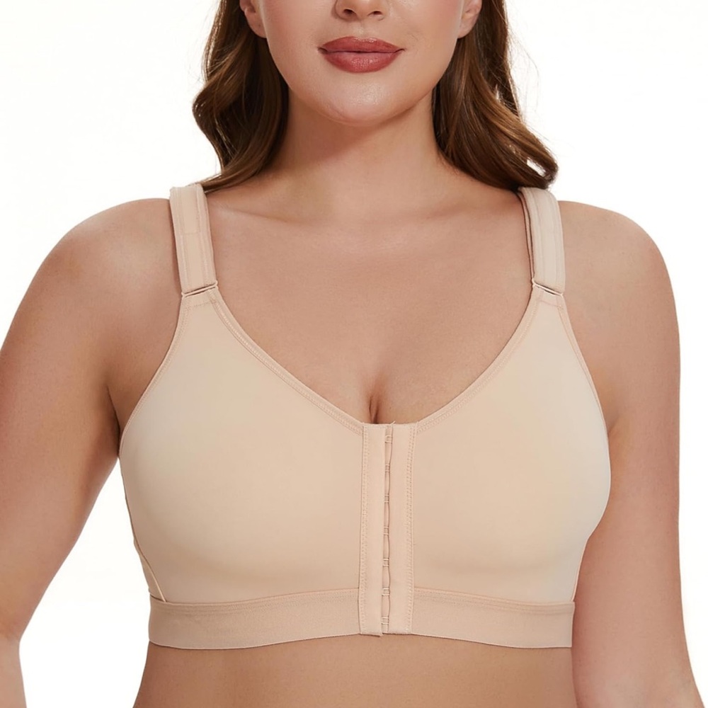 MELENECA Women's Front Cream Wireless Bra Size 42DD